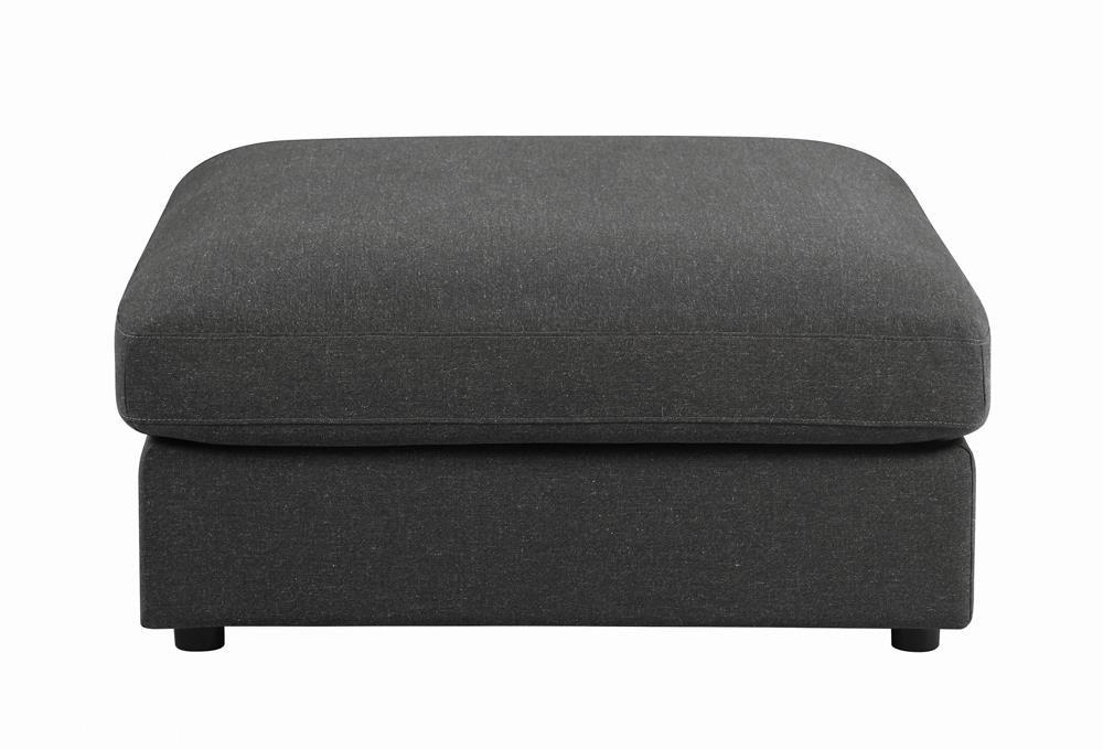 Serene Upholstered Rectangular Ottoman Charcoal - Ella Furniture