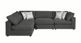 Serene Upholstered Rectangular Ottoman Charcoal corner view