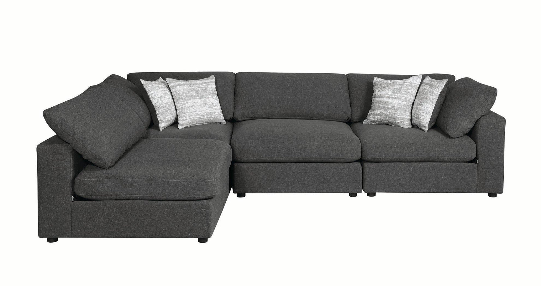 Serene Upholstered Rectangular Ottoman Charcoal corner view