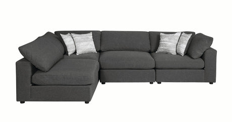 Serene Upholstered Rectangular Ottoman Charcoal corner view