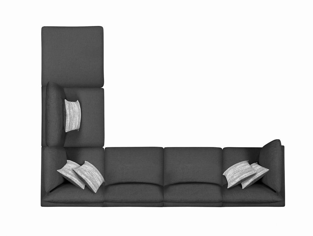 Serene Upholstered Rectangular Ottoman Charcoal back view