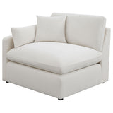Detail view of ivory upholstery on Hobson sectional sofa