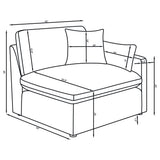 Side angled view of Hobson ivory sectional sofa