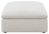 Top-down view of Hobson off-white tufted cushion seat ottoman