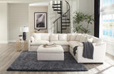 Hobson ottoman with storage compartment open, lined interior