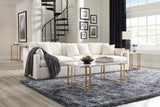 Hobson ottoman in off-white fabric displayed in living room setting