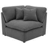Room setting with Hobson 5-piece upholstered modular sectional sofa in charcoal