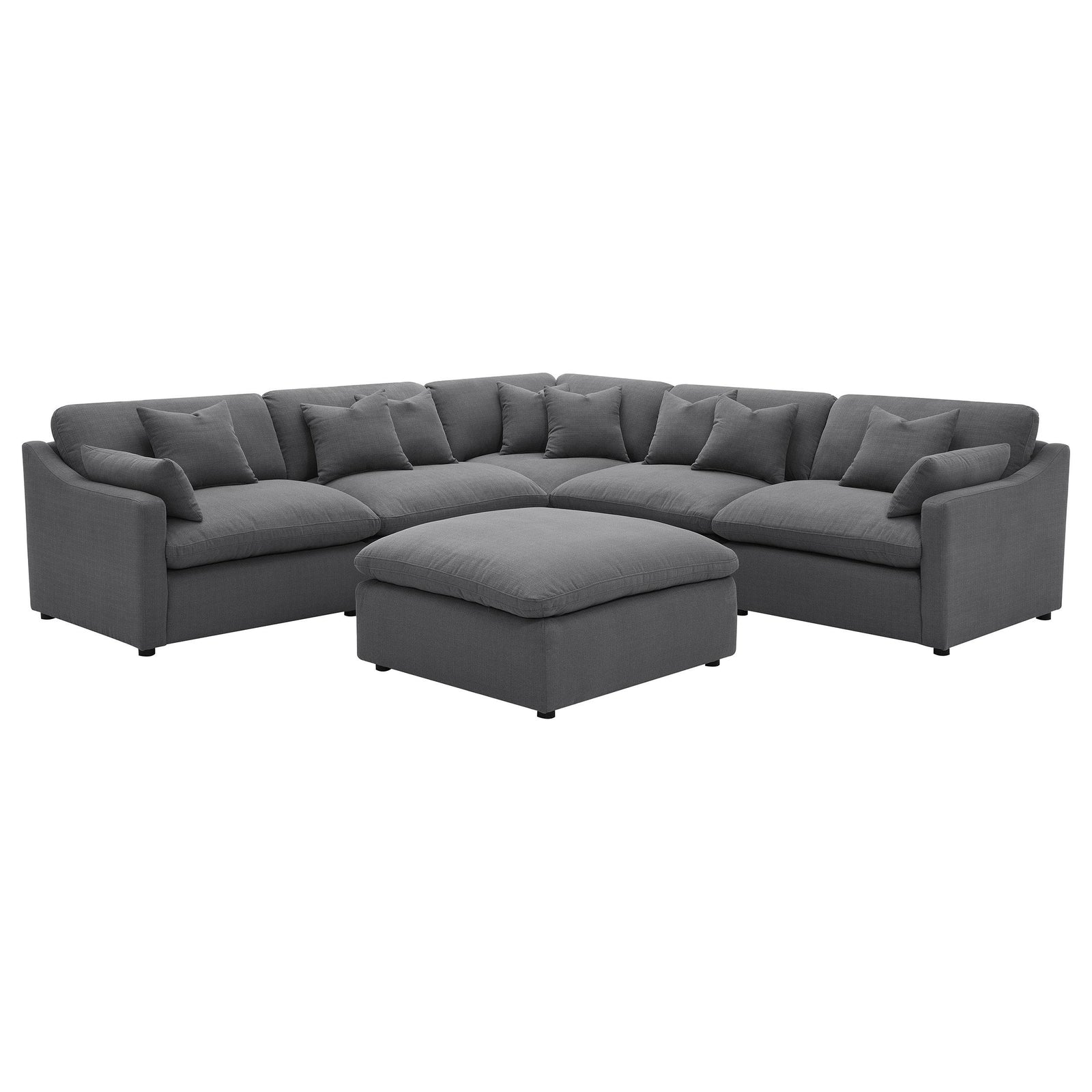 main view of Hobson 6-piece Upholstered Modular Sectional Sofa Charcoal sectional sofa