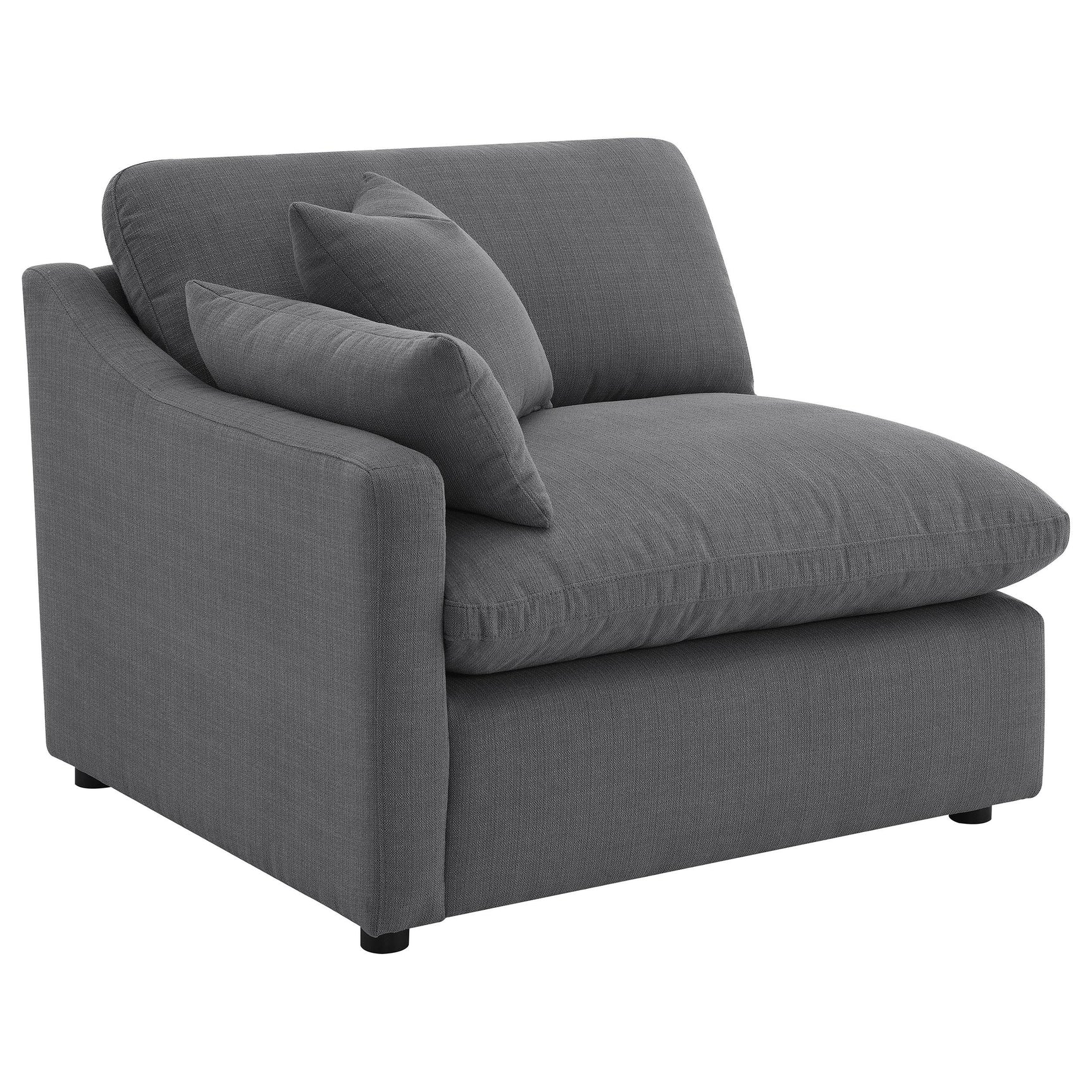 Another main angle of Hobson 6-piece charcoal upholstered modular sectional sofa