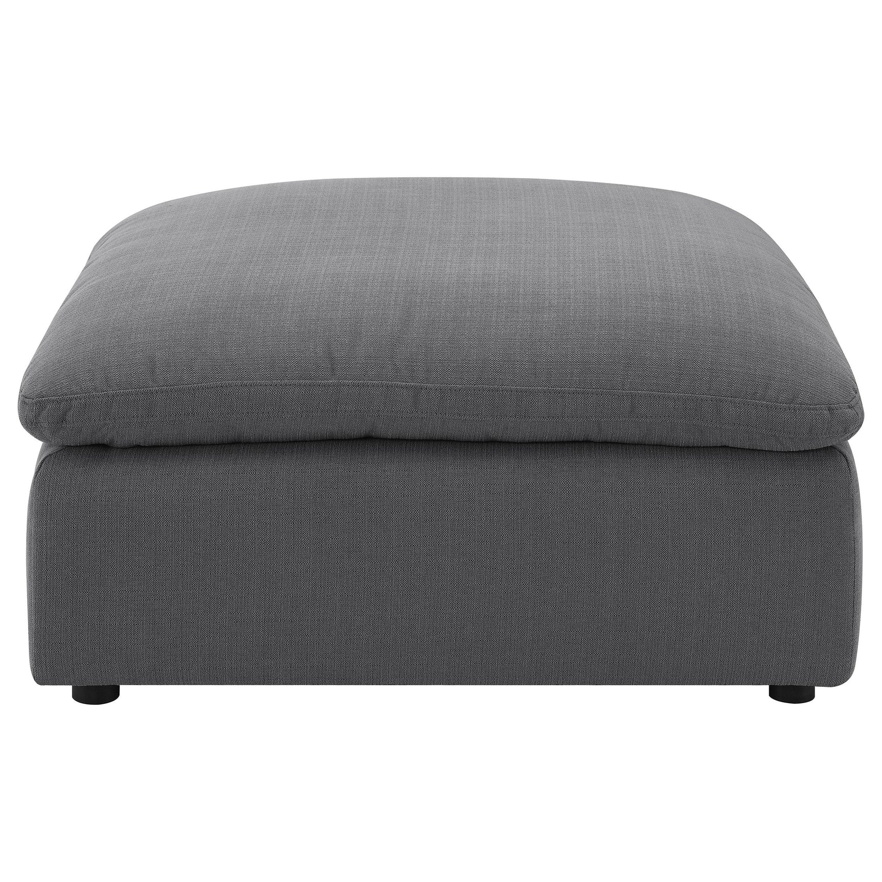 Hobson Square Upholstered Ottoman charcoal side angle
