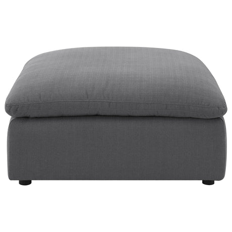 Hobson Square Upholstered Ottoman charcoal side angle
