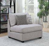 Cambria Grey Storage Ottoman close-up on fabric texture