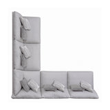 Side view of Cambria Light Grey Upholstered 6-Piece Sectional sofa
