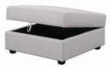 Cambria Grey Square Storage Ottoman tufted top close-up