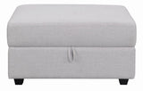 Cambria Grey Square Storage Ottoman storage compartment open