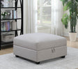 Cambria Grey Square Storage Ottoman front view