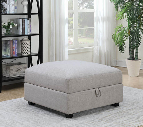 Cambria Grey Square Storage Ottoman front view