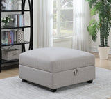 Side angle of Cambria Light Grey Upholstered 6-Piece Sectional sofa