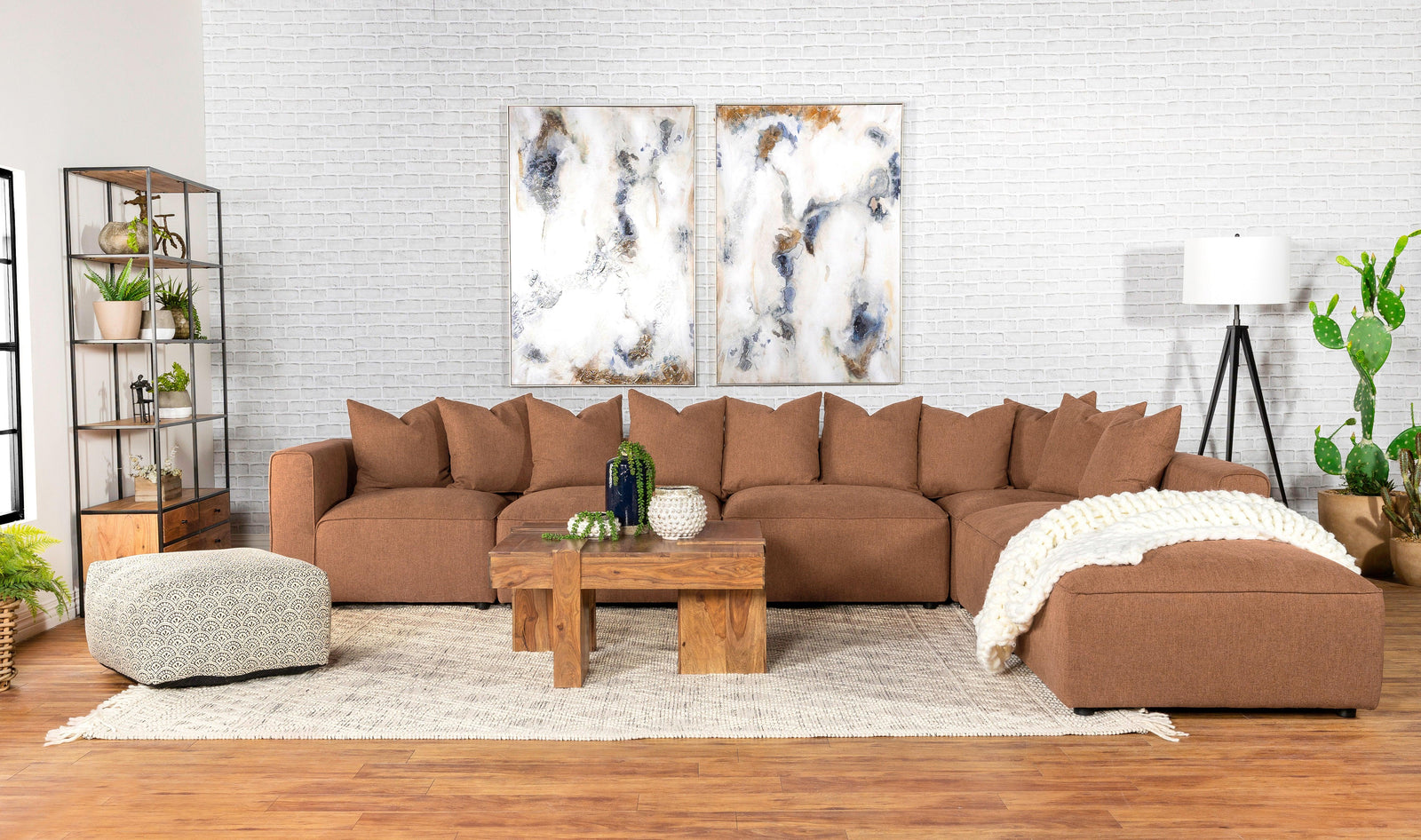 main view of Jennifer 6-Piece Upholstered Modular Sectional Terracotta sectional sofa
