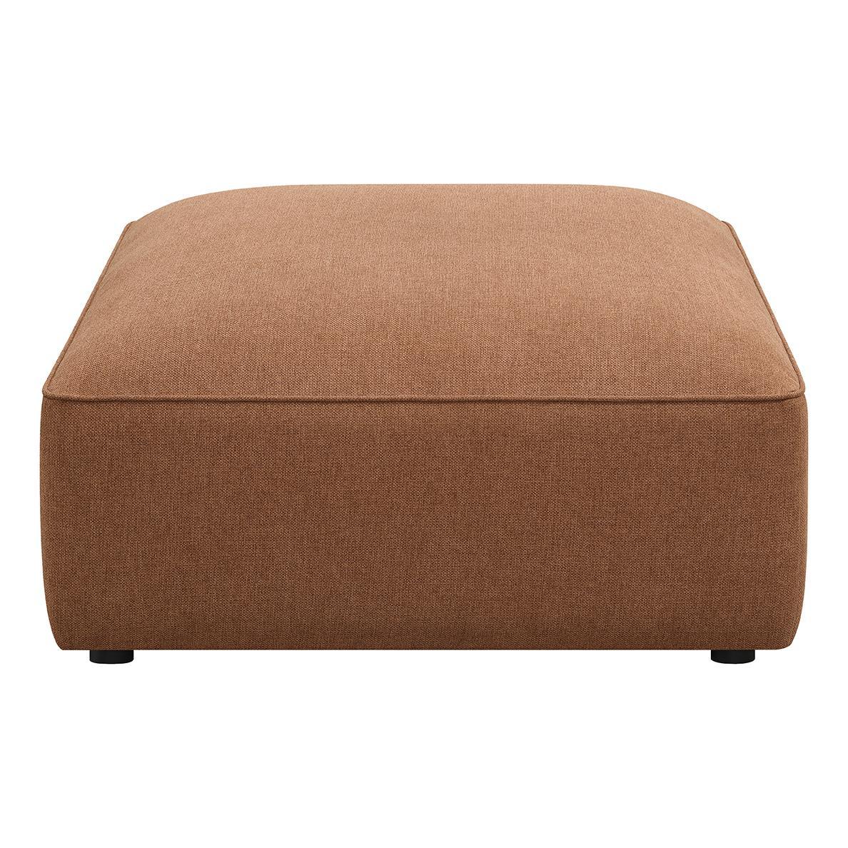 Jennifer Upholstered Ottoman Terracotta side angle showing tufting
