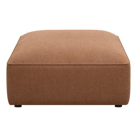 Jennifer Upholstered Ottoman Terracotta side angle showing tufting