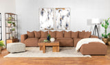 Jennifer Upholstered Ottoman Terracotta top view with tufted cushion