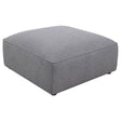 Jennifer Square Grey Upholstered Ottoman front angle view