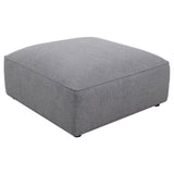 Jennifer Square Grey Upholstered Ottoman front angle view
