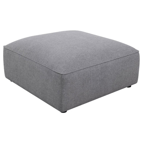 Jennifer Square Grey Upholstered Ottoman front angle view