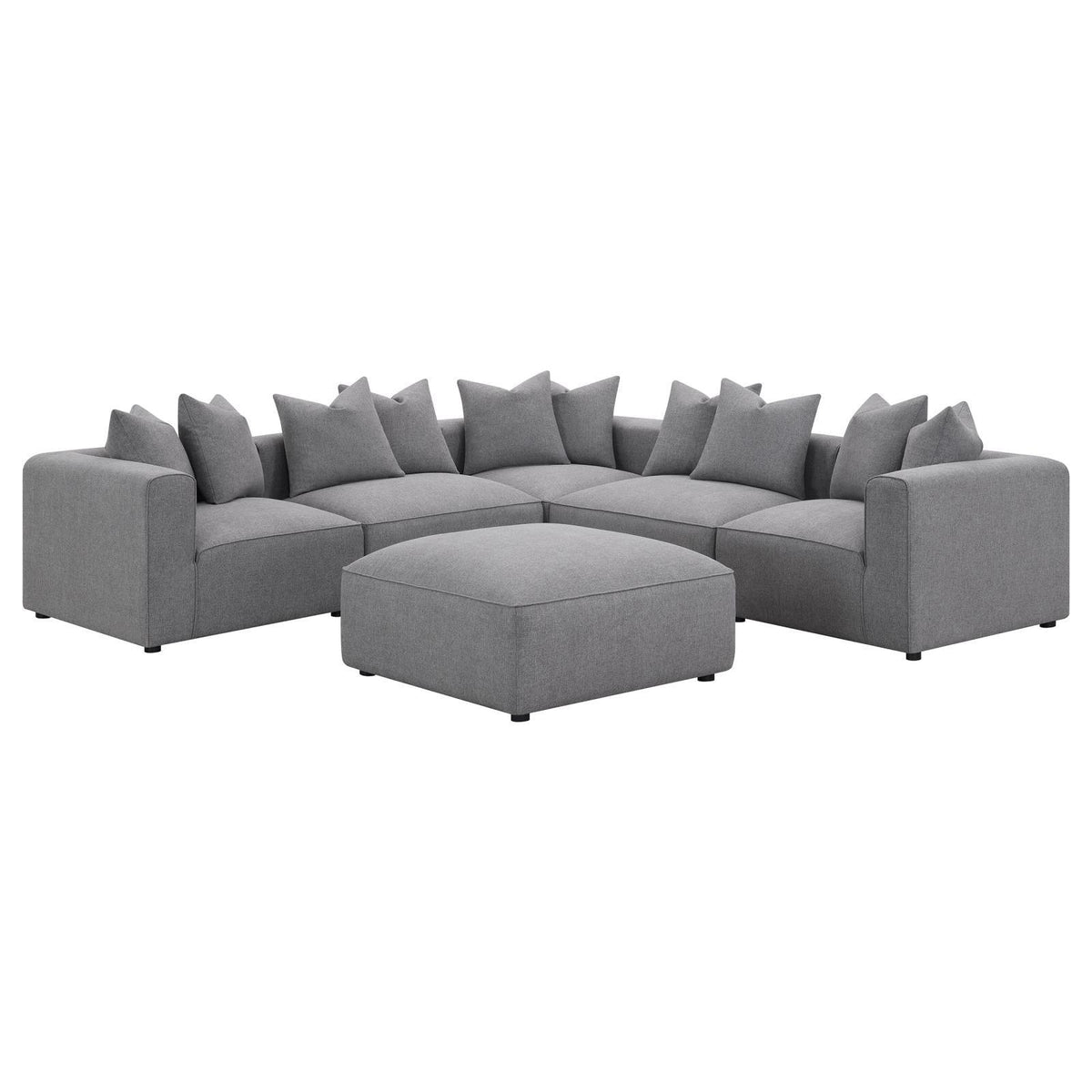 Top view of Jennifer Square Grey Upholstered Ottoman