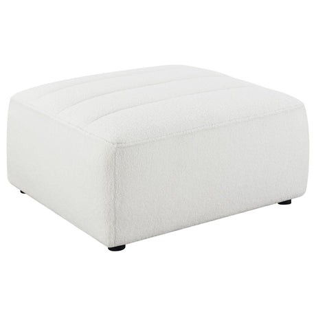 Sunny Natural Faux Sheepskin Upholstered Ottoman front view