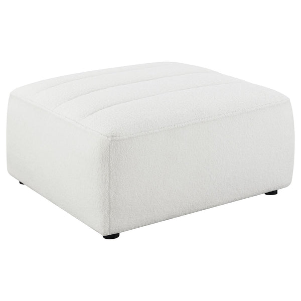 Sunny Natural Faux Sheepskin Upholstered Ottoman front view