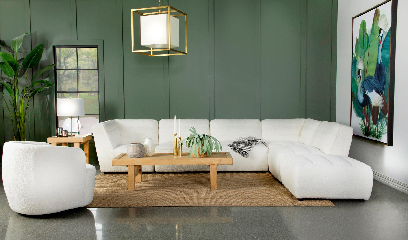 Sunny Upholstered Ottoman Natural - Ella Furniture