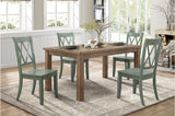 Main view of Janina Natural Teal Rectangular Dining Set