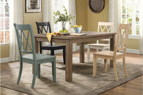 Main view of Janina Natural Teal Rectangular Dining Set dining room furniture