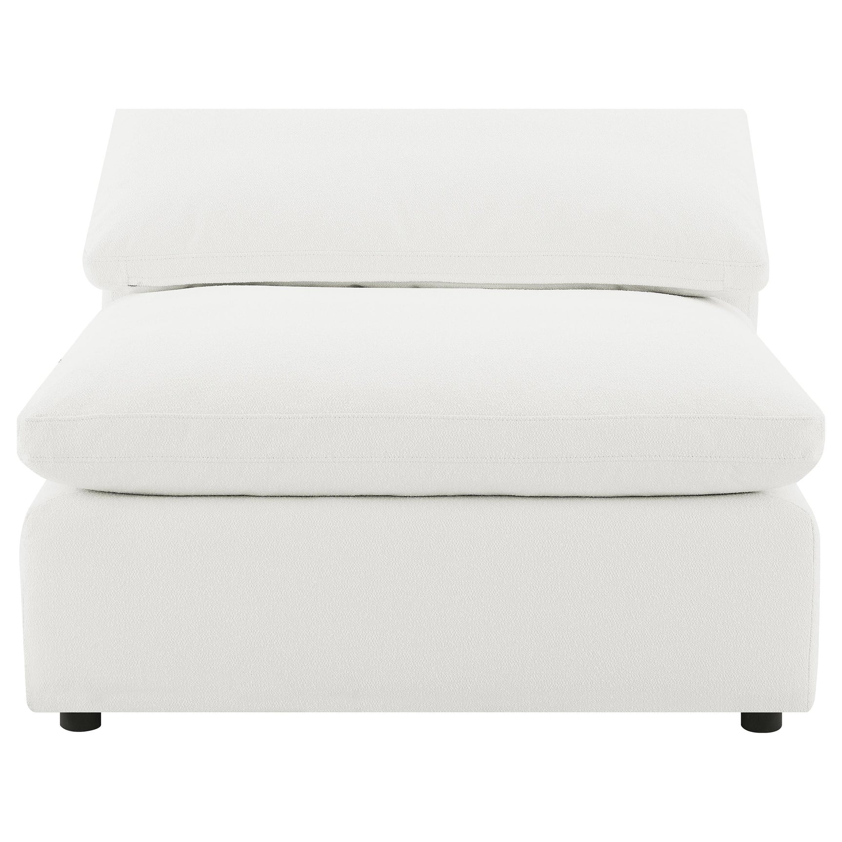 Close-up of ivory boucle upholstery on Raleigh sectional