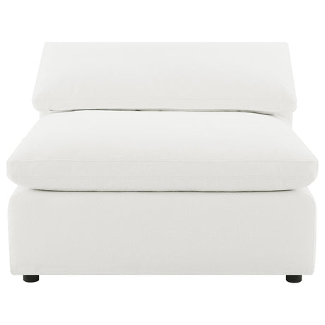 Close-up of ivory boucle upholstery on Raleigh sectional