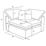 Close-up of Raleigh sectional seat depth