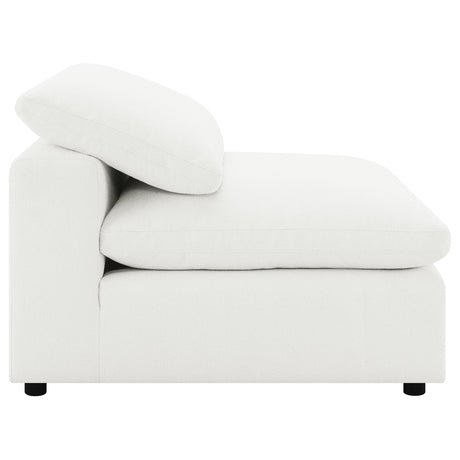 Raleigh Boucle Upholstered Armless Chair Ivory front view