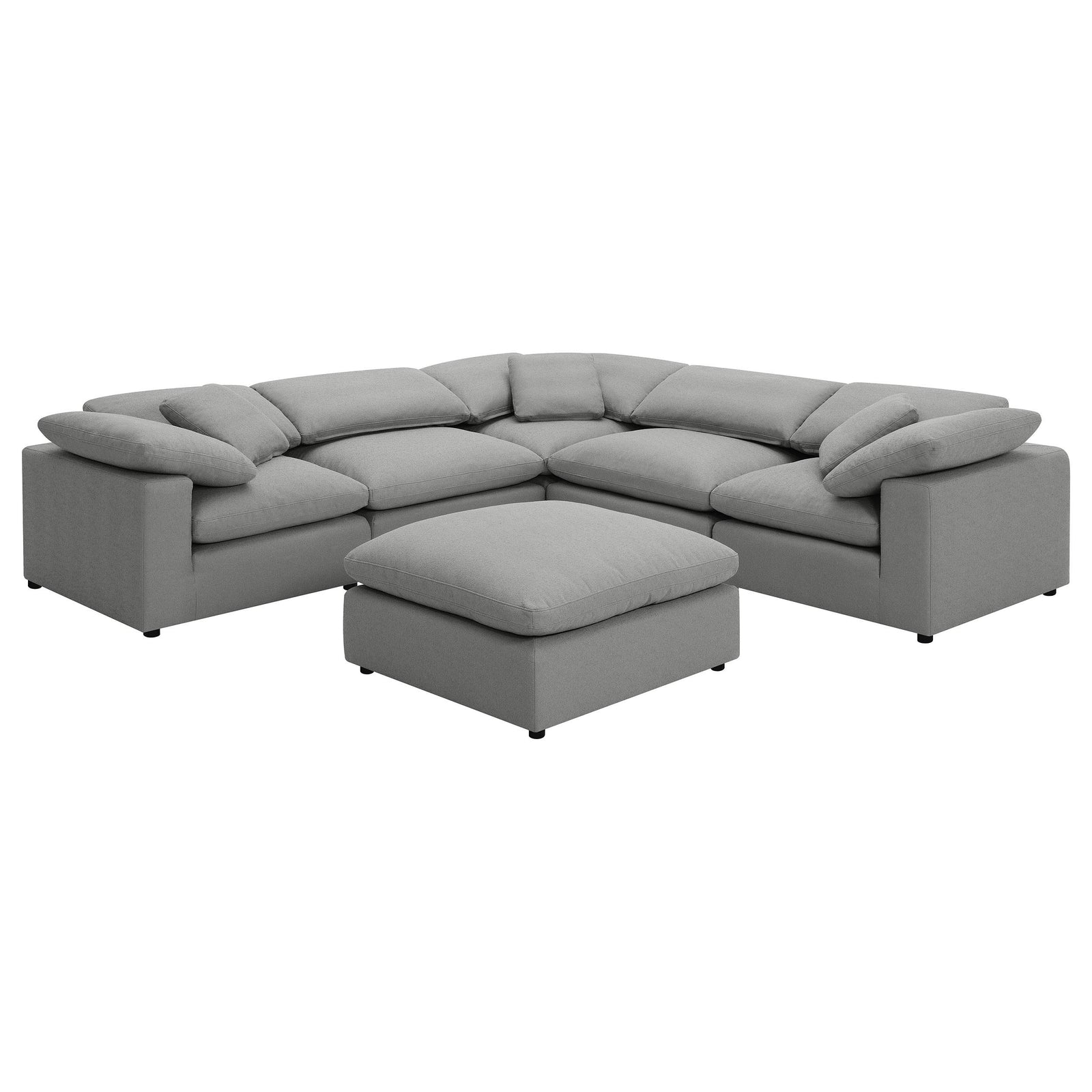 main view of Raleigh 6-Piece Boucle Upholstered Modular Sectional Grey sectional sofa