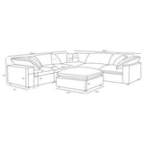 Side view of Raleigh 6-Piece Boucle Upholstered Modular Sectional in grey