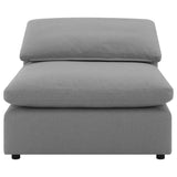 Close-up of boucle upholstery on Raleigh sectional sofa