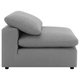 Living room view featuring grey modular sectional sofa