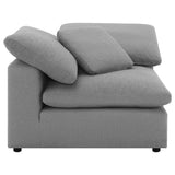 Side view with modular sectional sofa arms visible