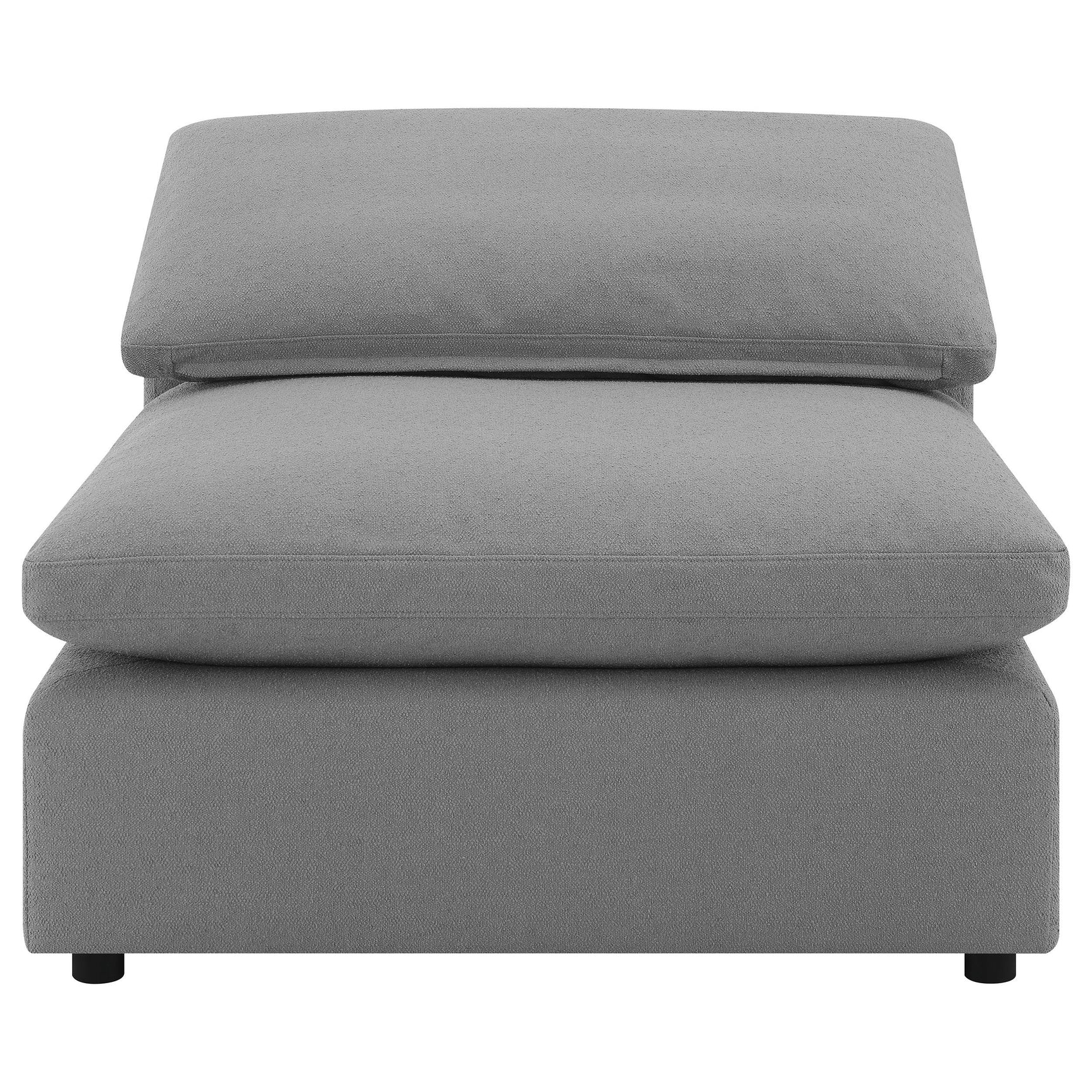 Side angle of Raleigh Boucle Upholstered Armless Chair in grey