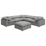 Seating view of Raleigh Armless Chair showing cushion depth