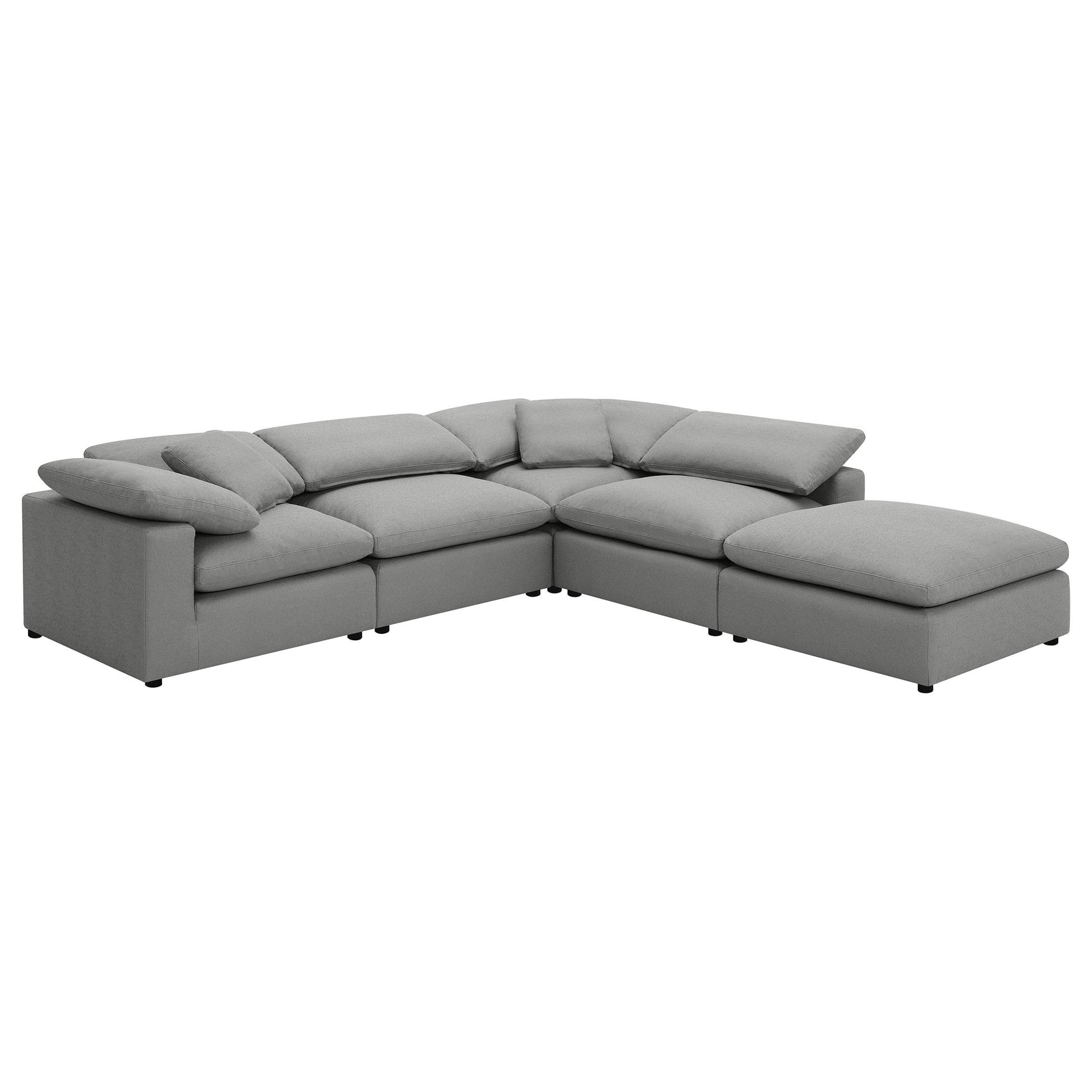 Grey boucle armless chair corner angle