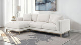 Side view of Geneva Boucle Upholstered Sectional Chaise Sofa sand