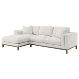 Room view showing sectional chaise sofa in sand