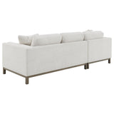 Main front view of sectional sofa with chaise in sand color